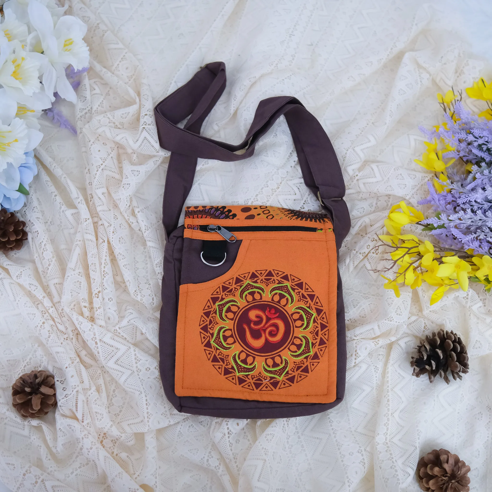 Hand Embroidered OM Design Boho Side Bag