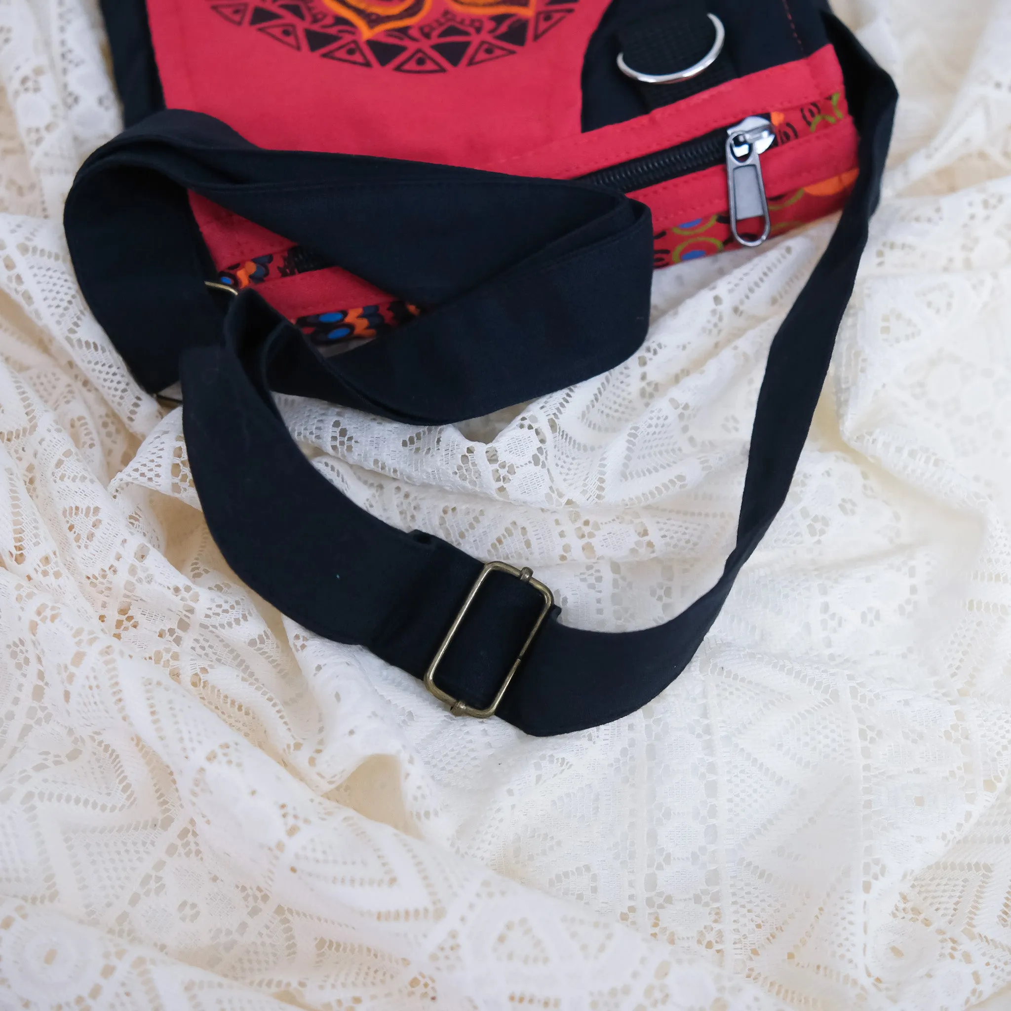 Hand Embroidered OM Design Boho Side Bag