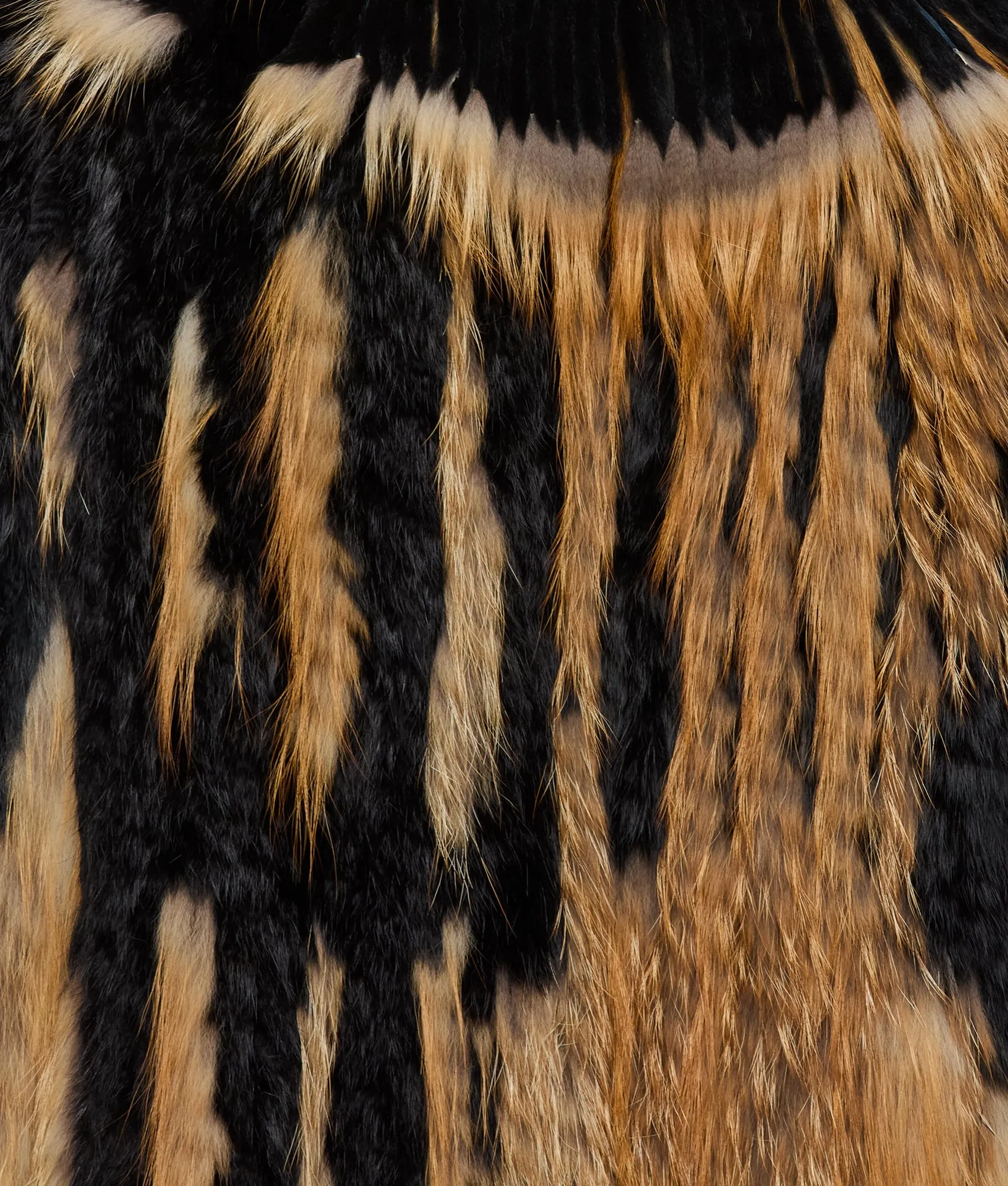 Knitted Raccoon Fringe Jacket :: Black