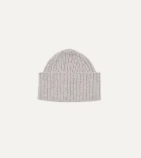 Light Grey Lambswool Ribbed Knit Cap