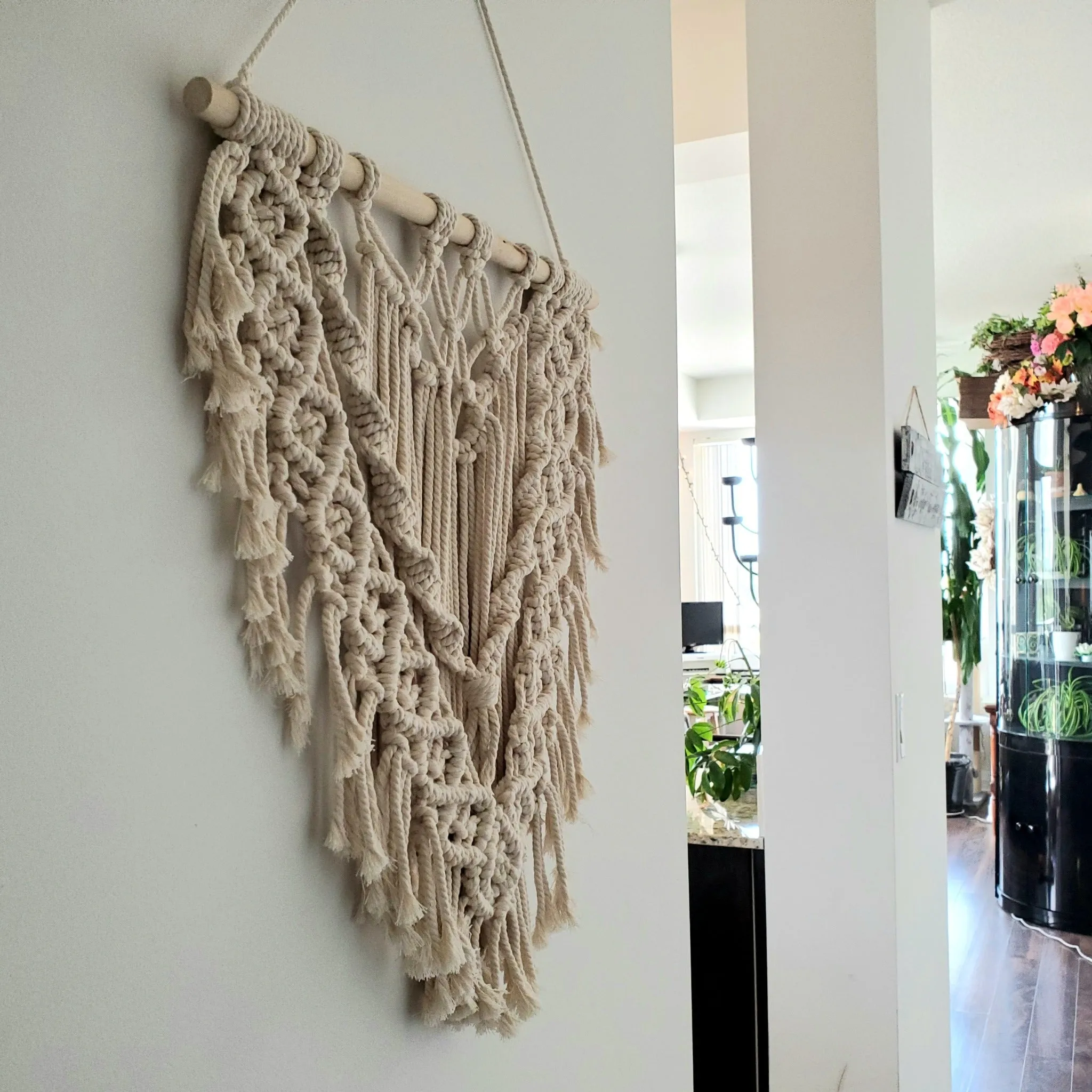 Macrame Wall Hanging - Classic Neutral Design - Handmade with Natural Cotton Rope Perfect for Home Decor