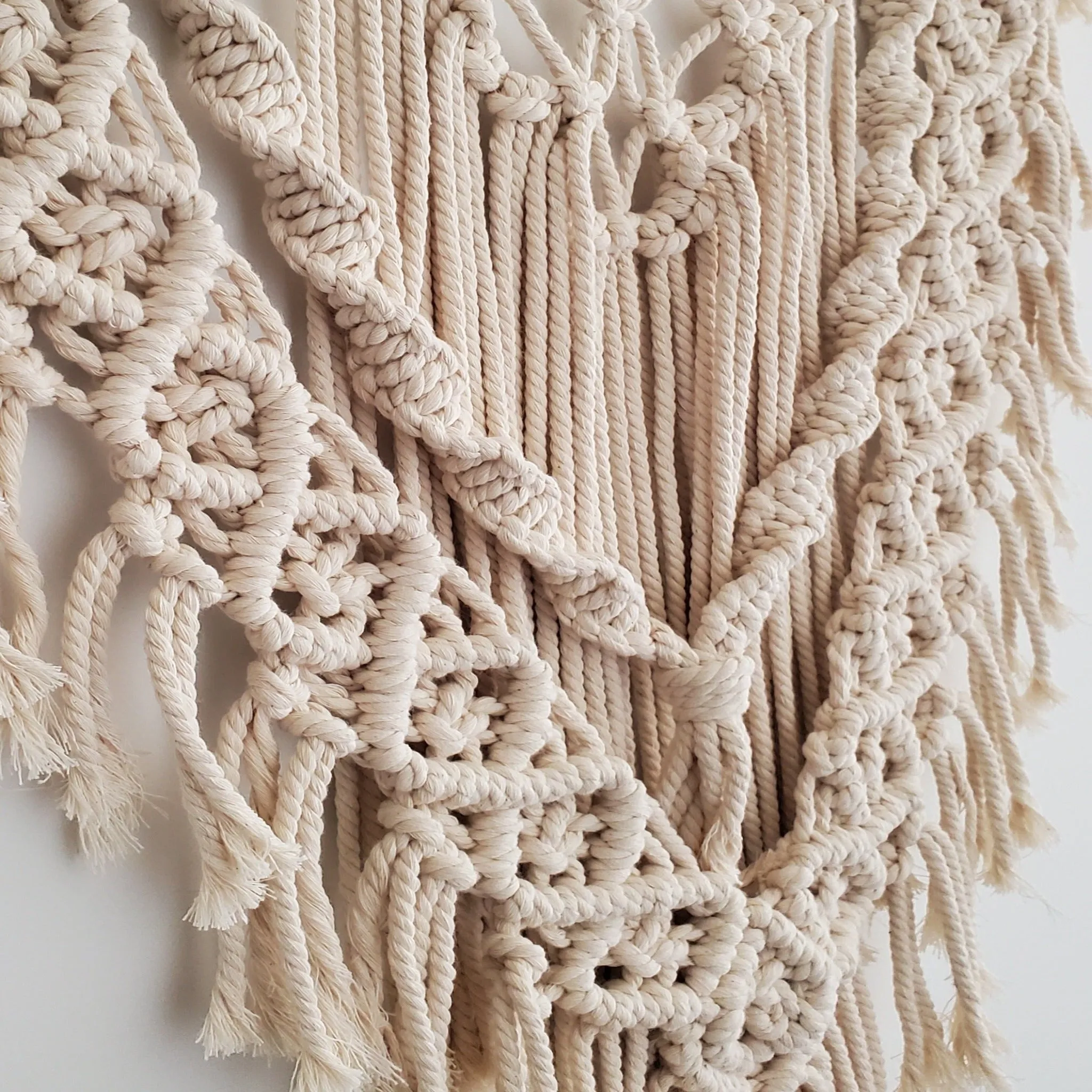 Macrame Wall Hanging - Classic Neutral Design - Handmade with Natural Cotton Rope Perfect for Home Decor