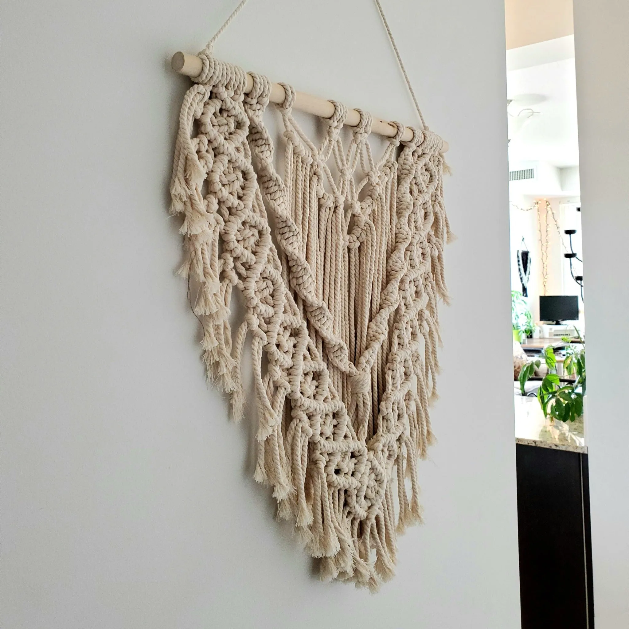 Macrame Wall Hanging - Classic Neutral Design - Handmade with Natural Cotton Rope Perfect for Home Decor