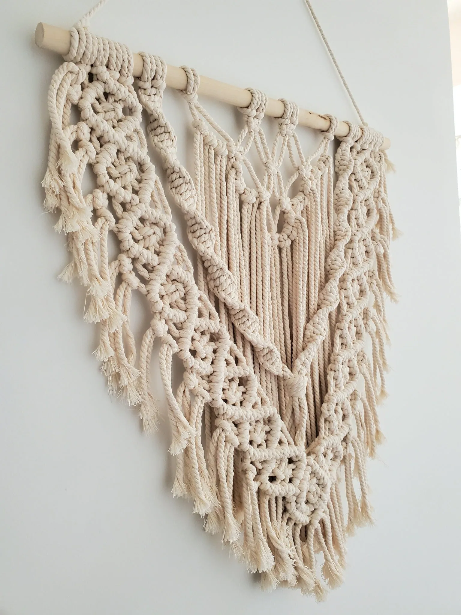 Macrame Wall Hanging - Classic Neutral Design - Handmade with Natural Cotton Rope Perfect for Home Decor