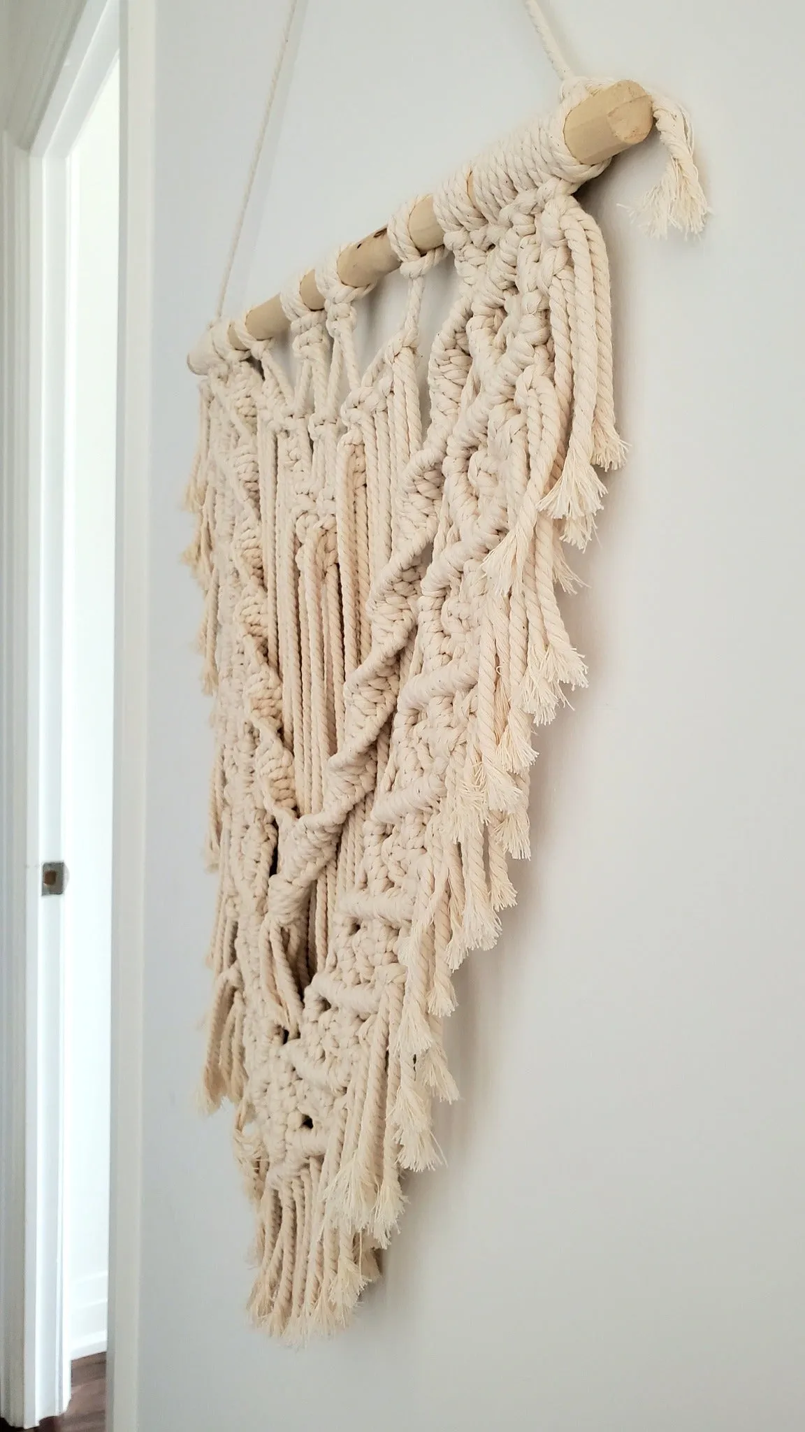 Macrame Wall Hanging - Classic Neutral Design - Handmade with Natural Cotton Rope Perfect for Home Decor