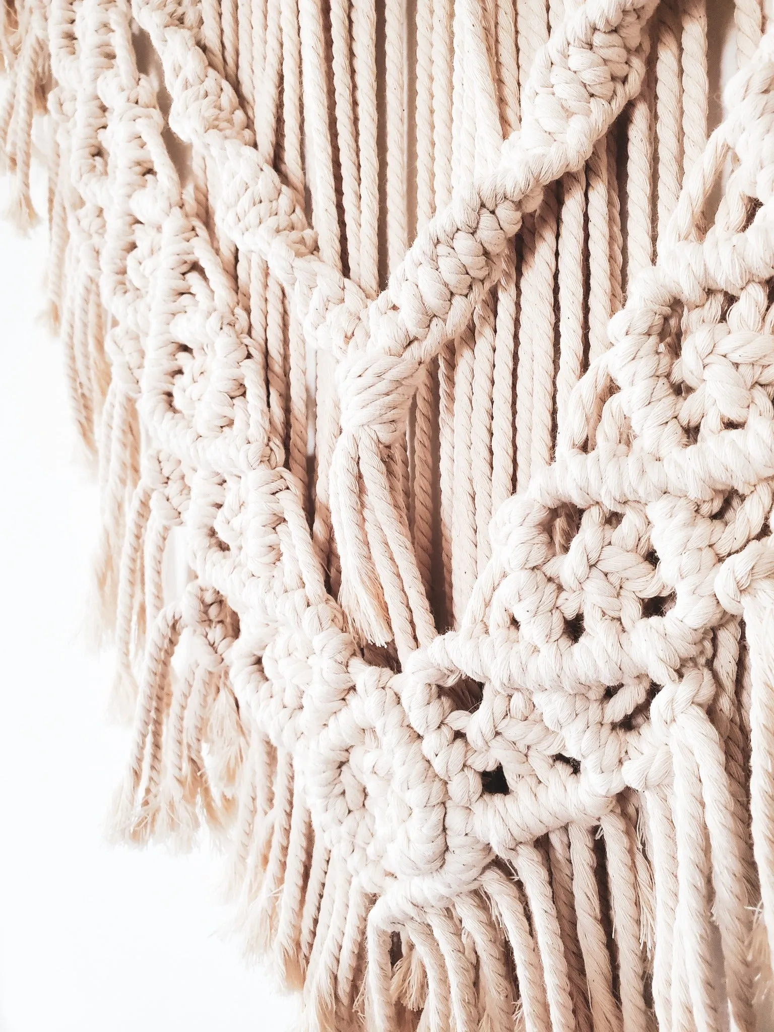 Macrame Wall Hanging - Classic Neutral Design - Handmade with Natural Cotton Rope Perfect for Home Decor