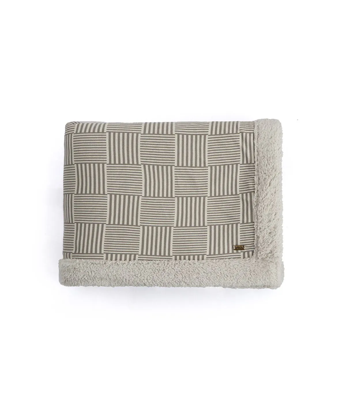 Maze Grey Natural Cotton Knitted Single Bed Blanket layered with Warm Sherpa Fabric