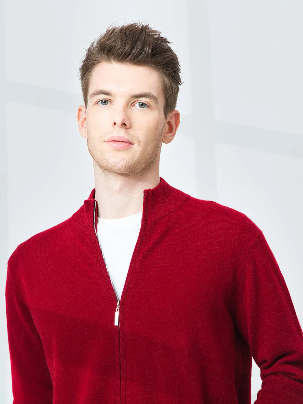 Men's 100% Mongolian Cashmere  Zip Cardigan