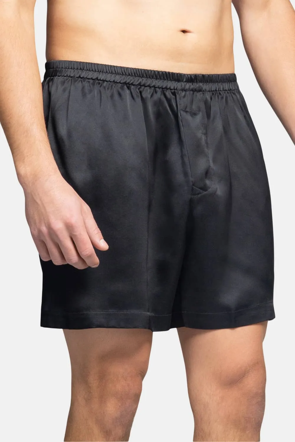 Men's 100% Pure Mulberry Silk Lounge Boxers - IMPROVED No-Roll Waistband