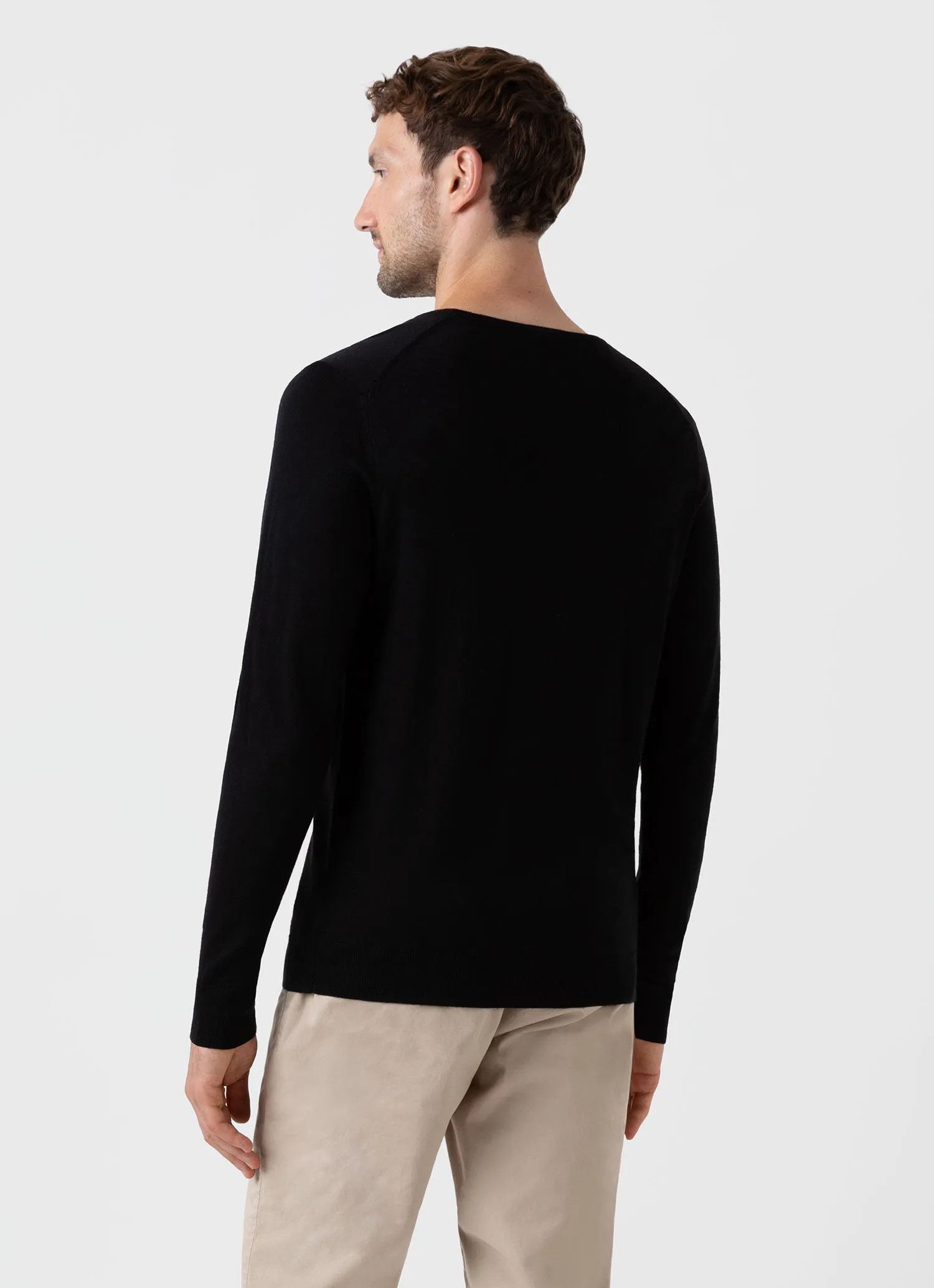 Men's Extra-Fine Merino Crew Neck in Black