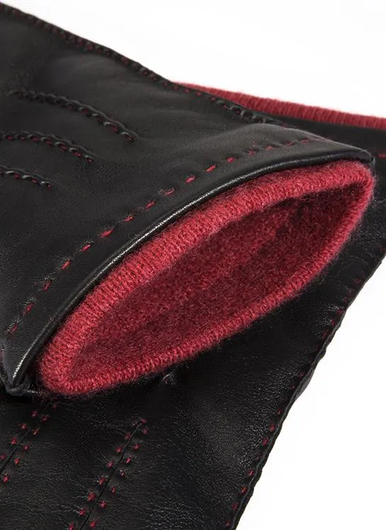 Men's Handsewn Three-Point Cashmere-Lined Leather Gloves with Colour Contrast Details