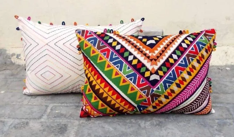 Multicolor Coloured Bohemian Pillow Cover in 100% Cotton