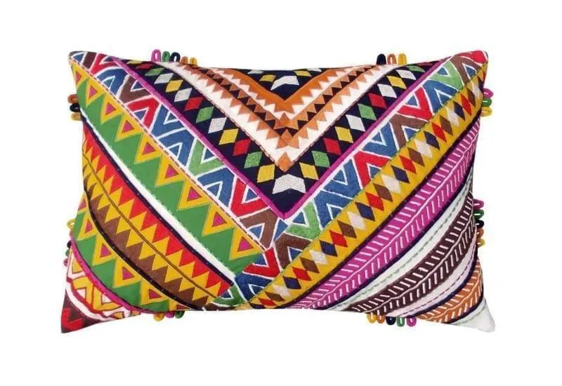 Multicolor Coloured Bohemian Pillow Cover in 100% Cotton