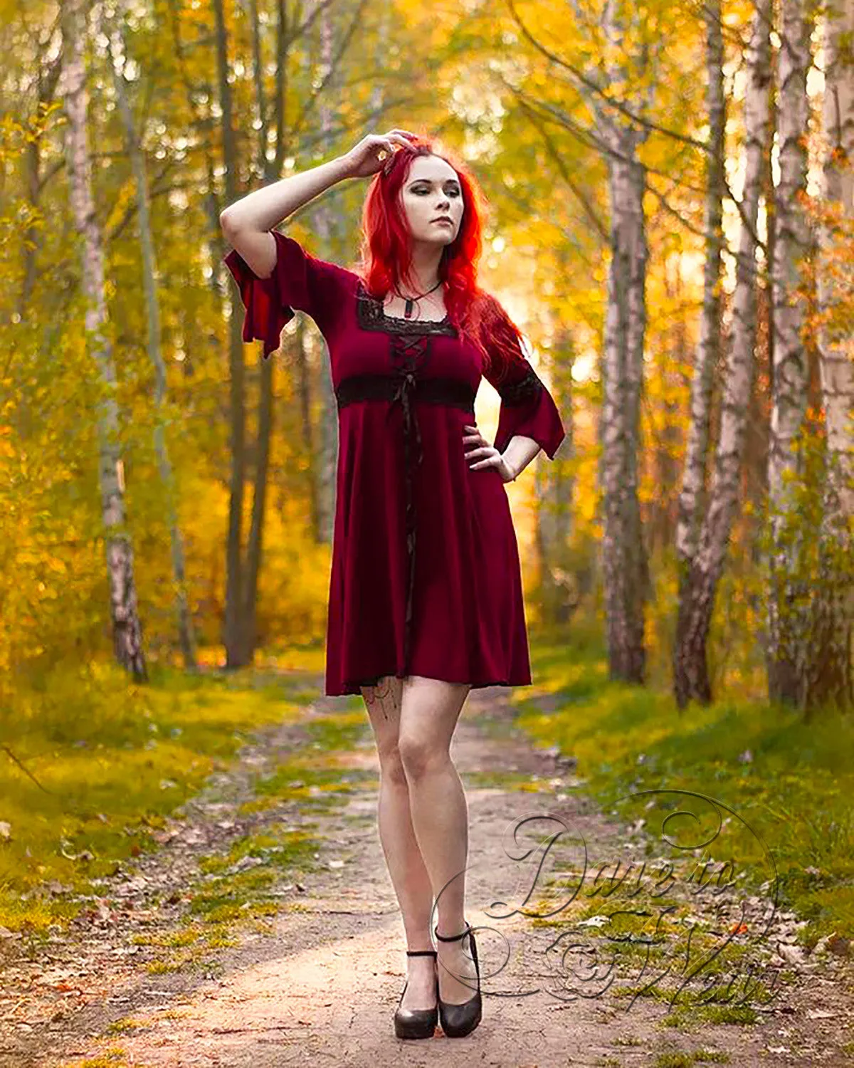 Renaissance Dress in Burgundy