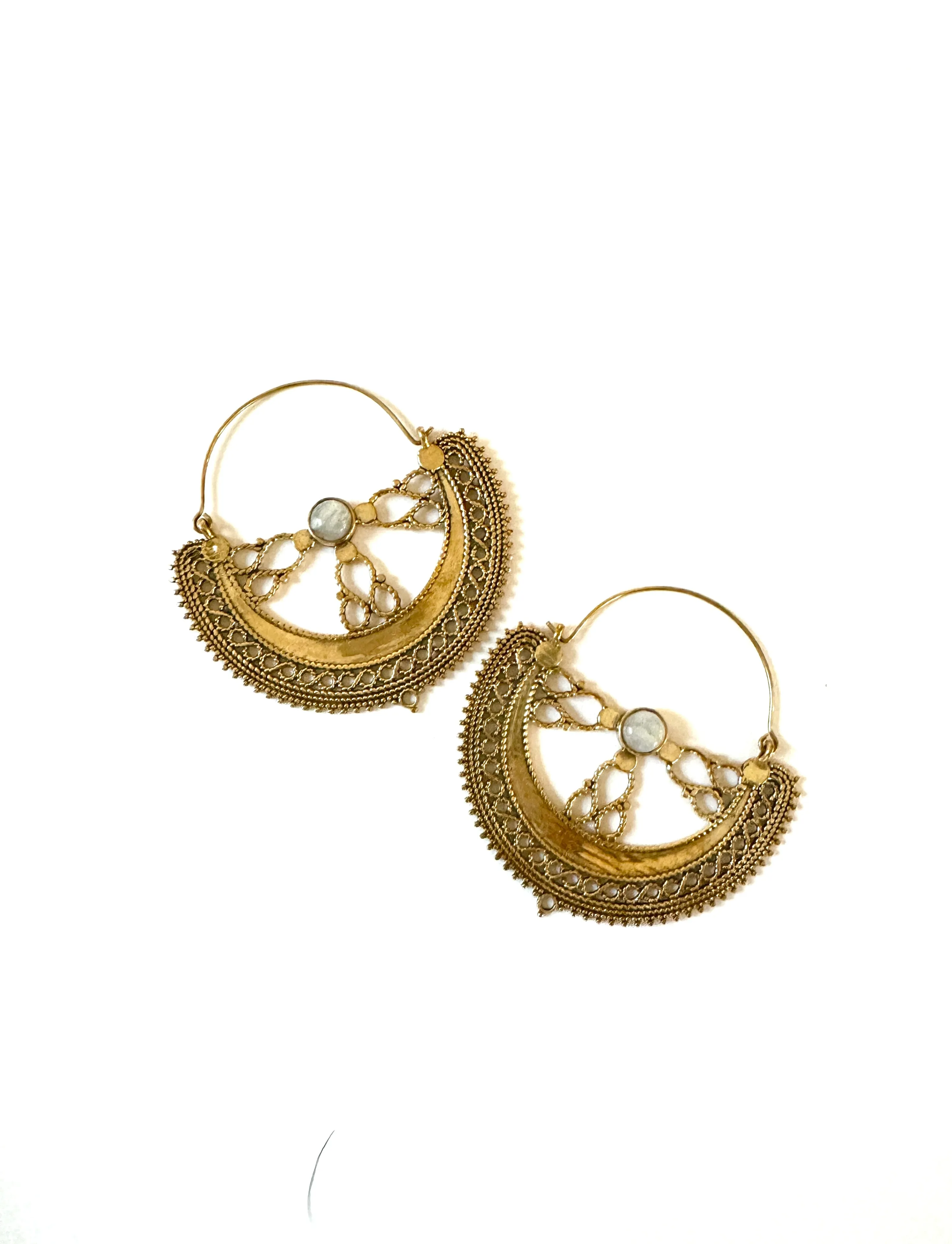 Sati Moonstone Brass Earring