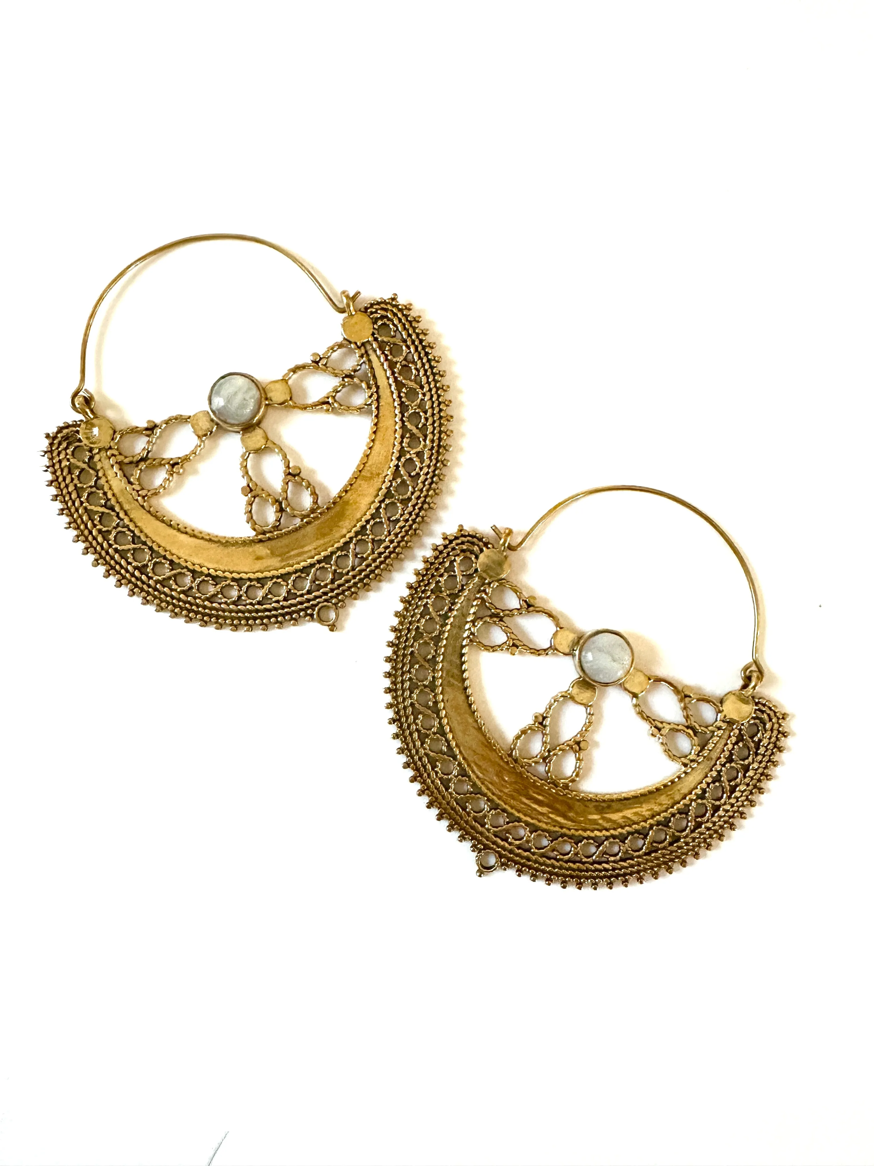 Sati Moonstone Brass Earring