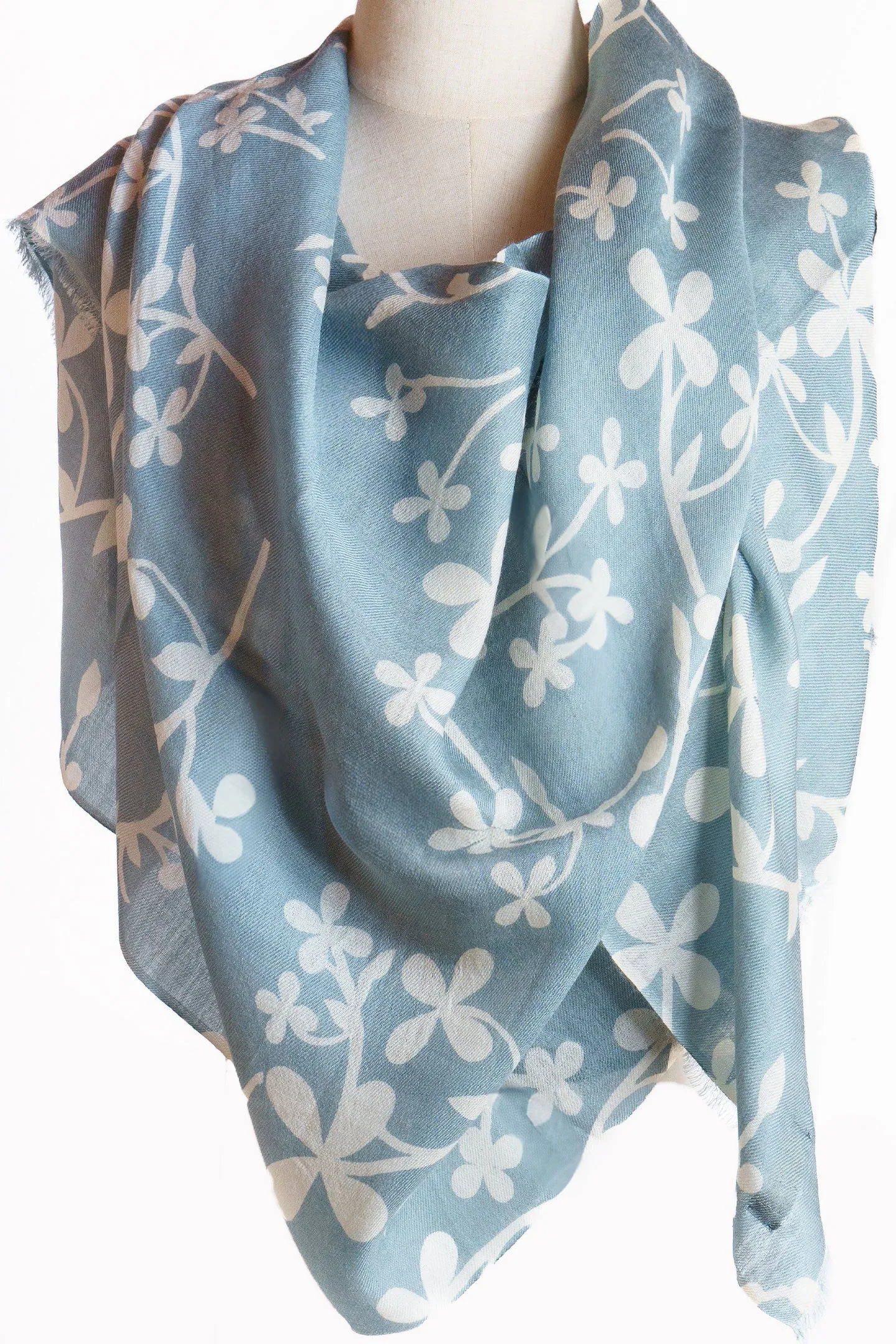 Silk Cashmere Shawl Wrap in Petal Blue