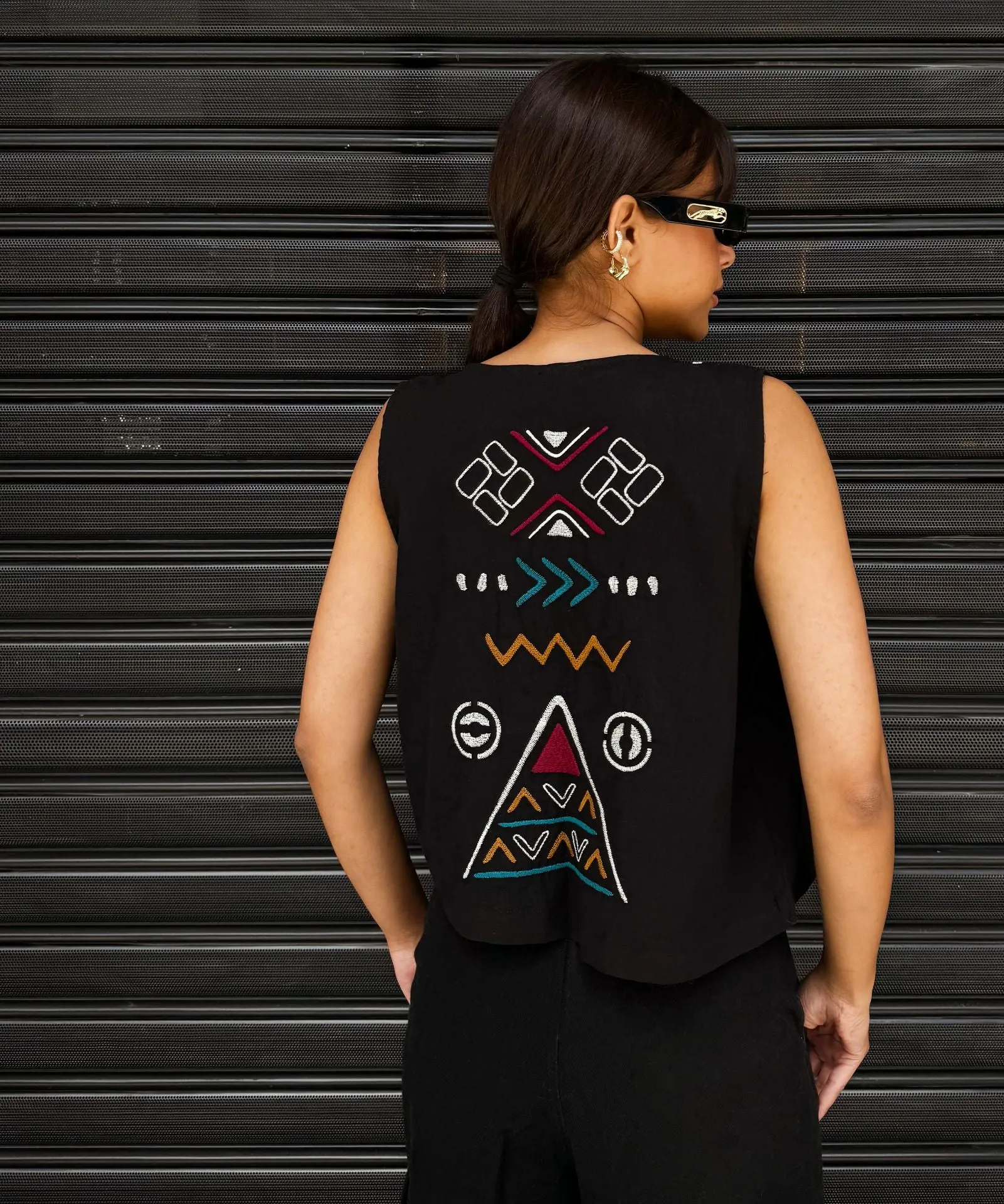 The Bohemian Sunflower Vest Black