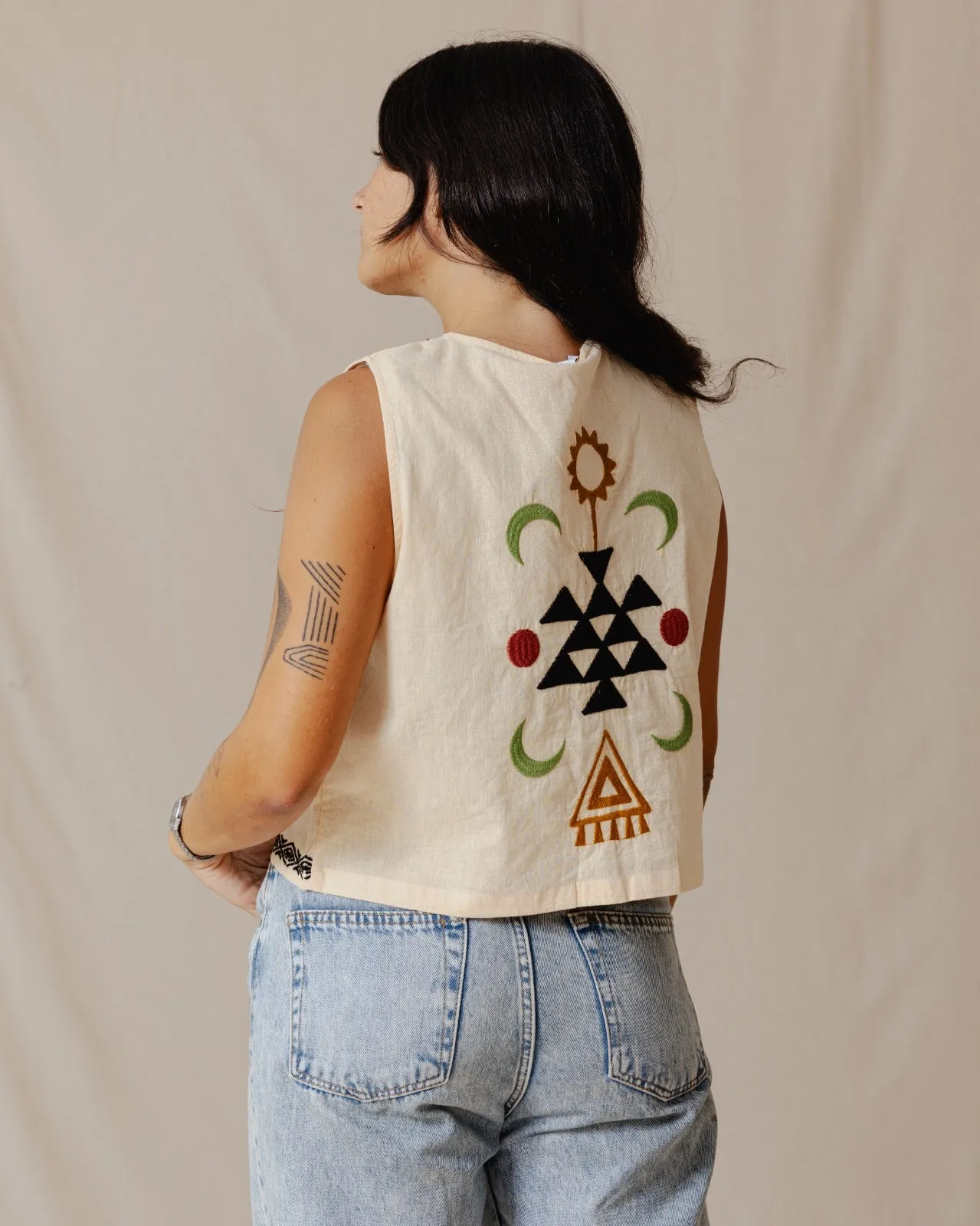 The Boho Lizard Vest Off-White