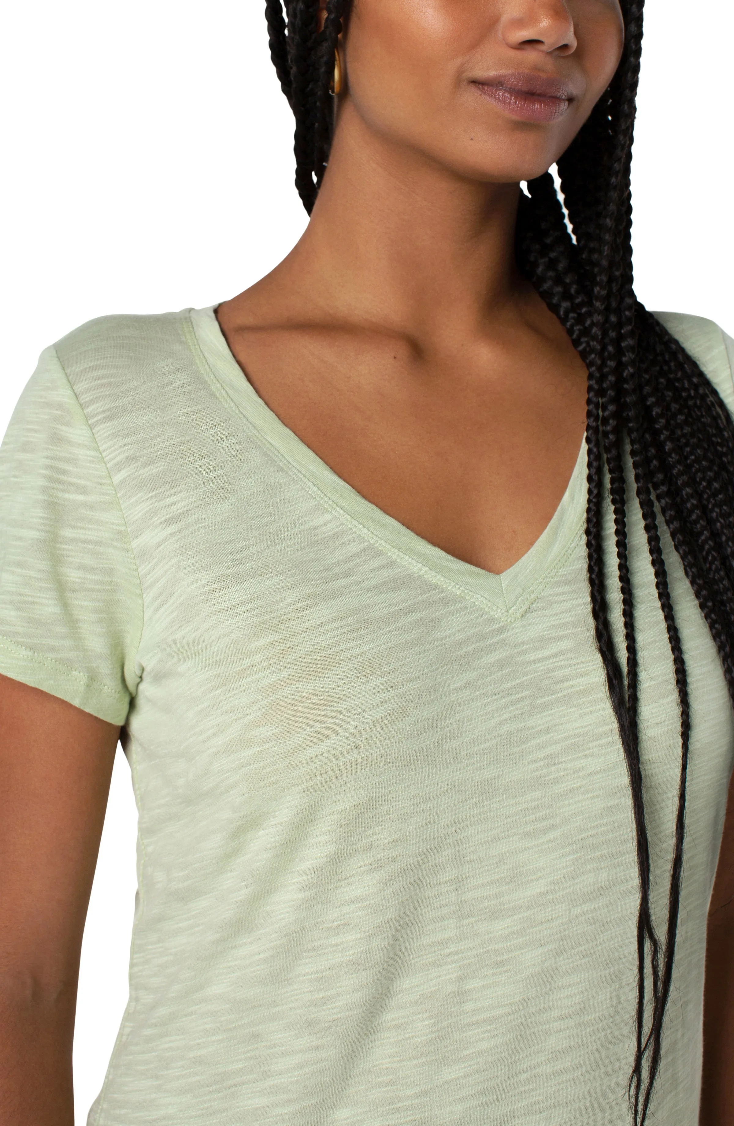 V-NECK SLUB KNIT TEE