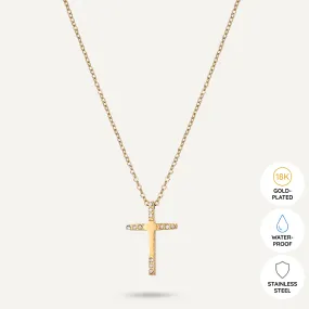 Vibes | Crystal Faith Cross Necklace | 18K Gold-Plated