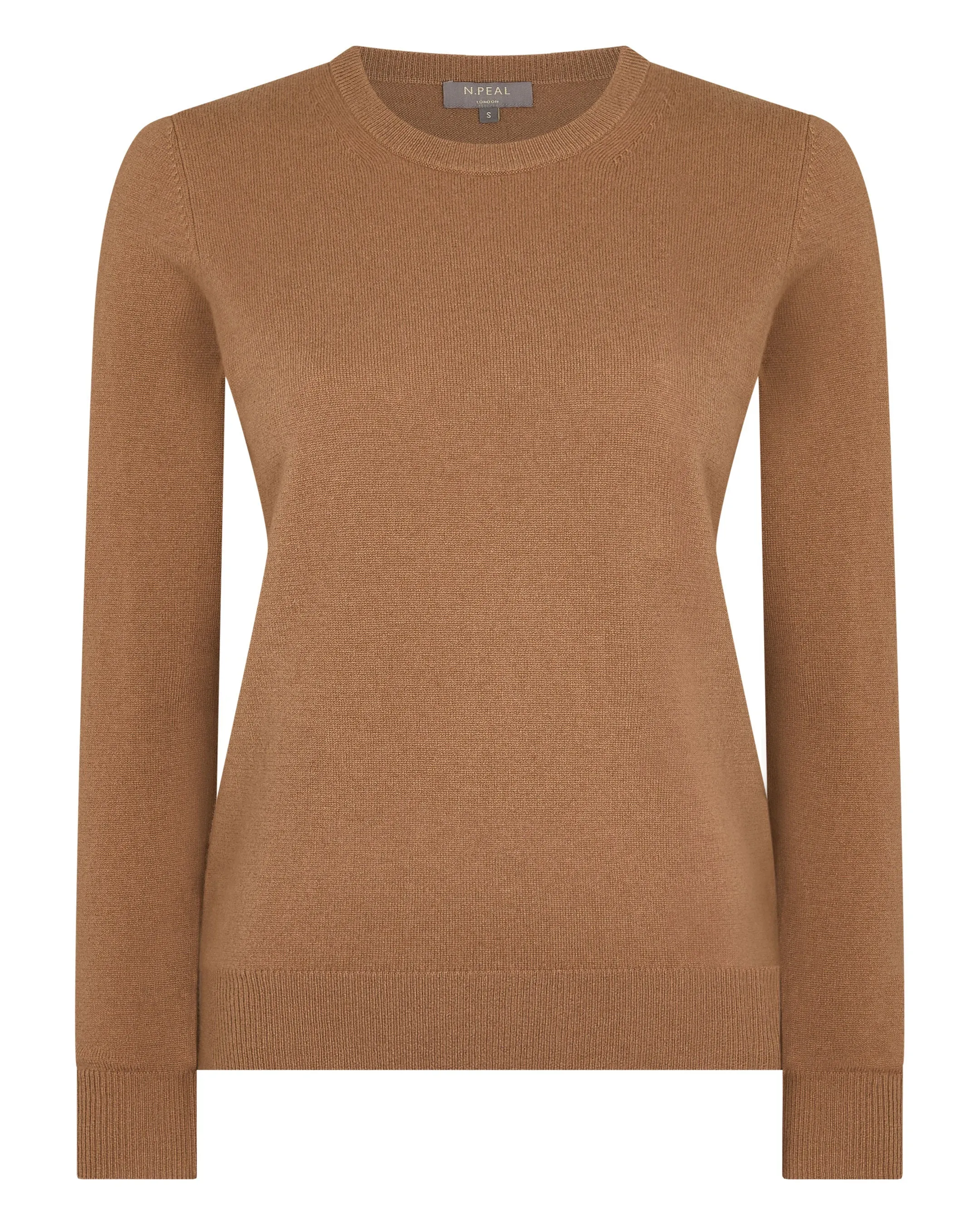 Women's Evie Classic Round Neck Cashmere Sweater Dark Camel Brown