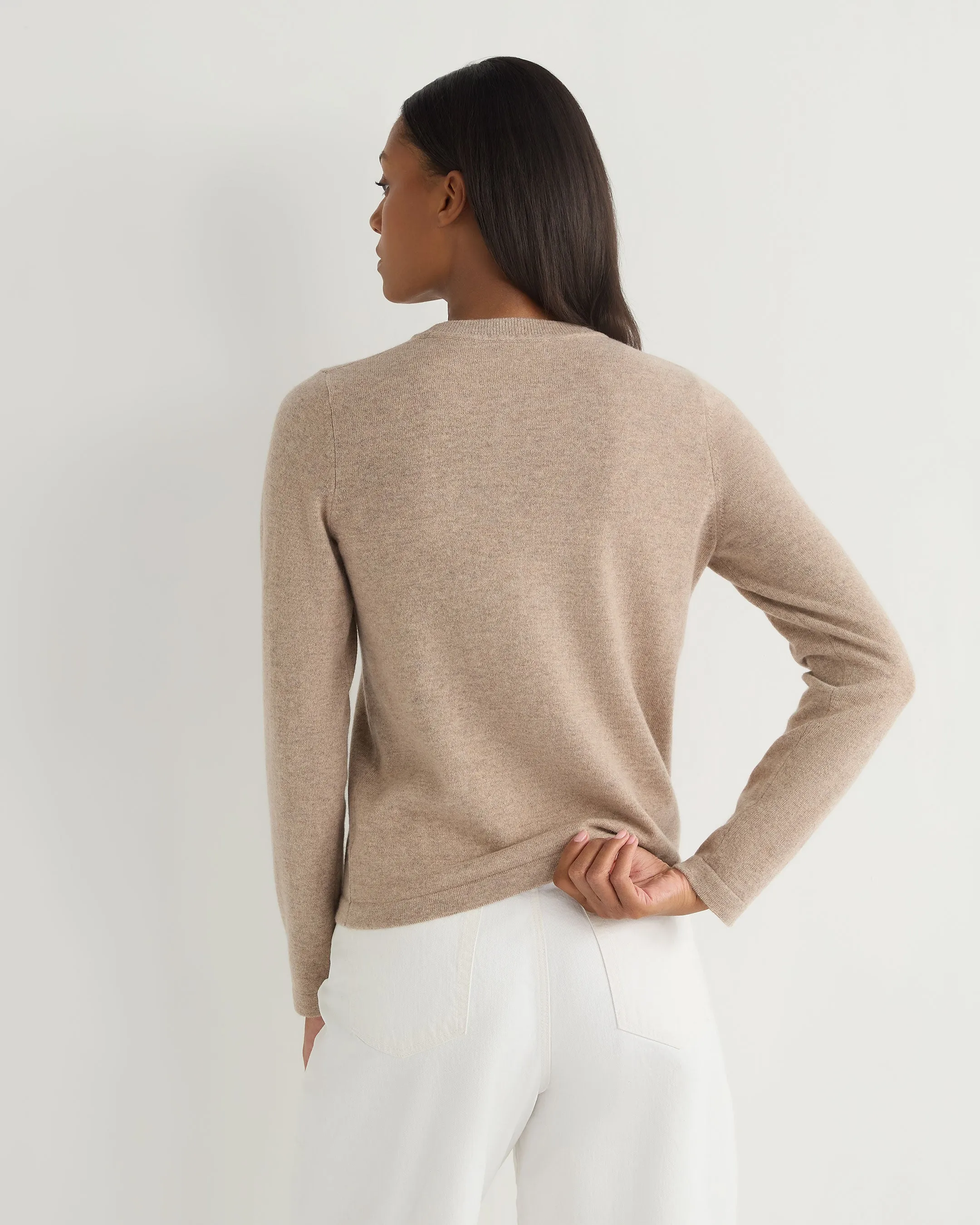 Women's Hallie Round Neck Cashmere Jumper Oatmeal Brown