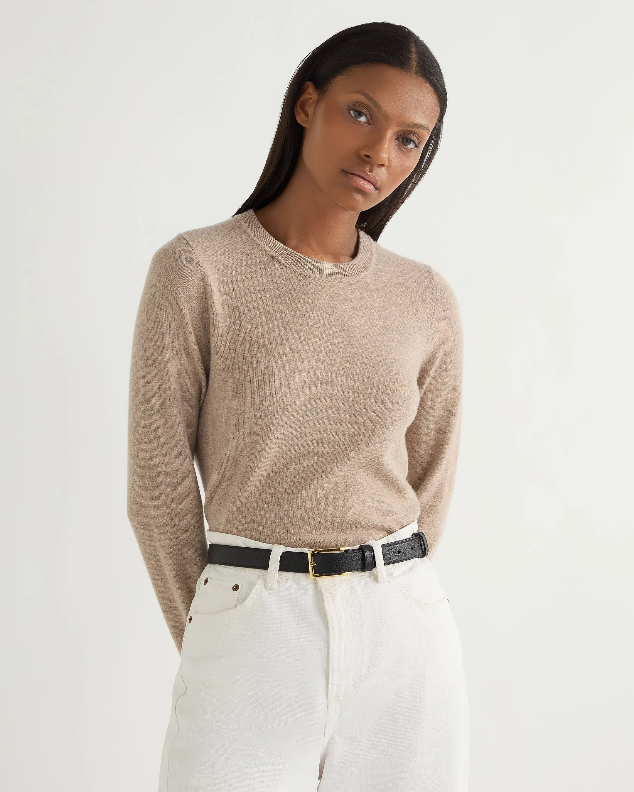 Women's Hallie Round Neck Cashmere Jumper Oatmeal Brown