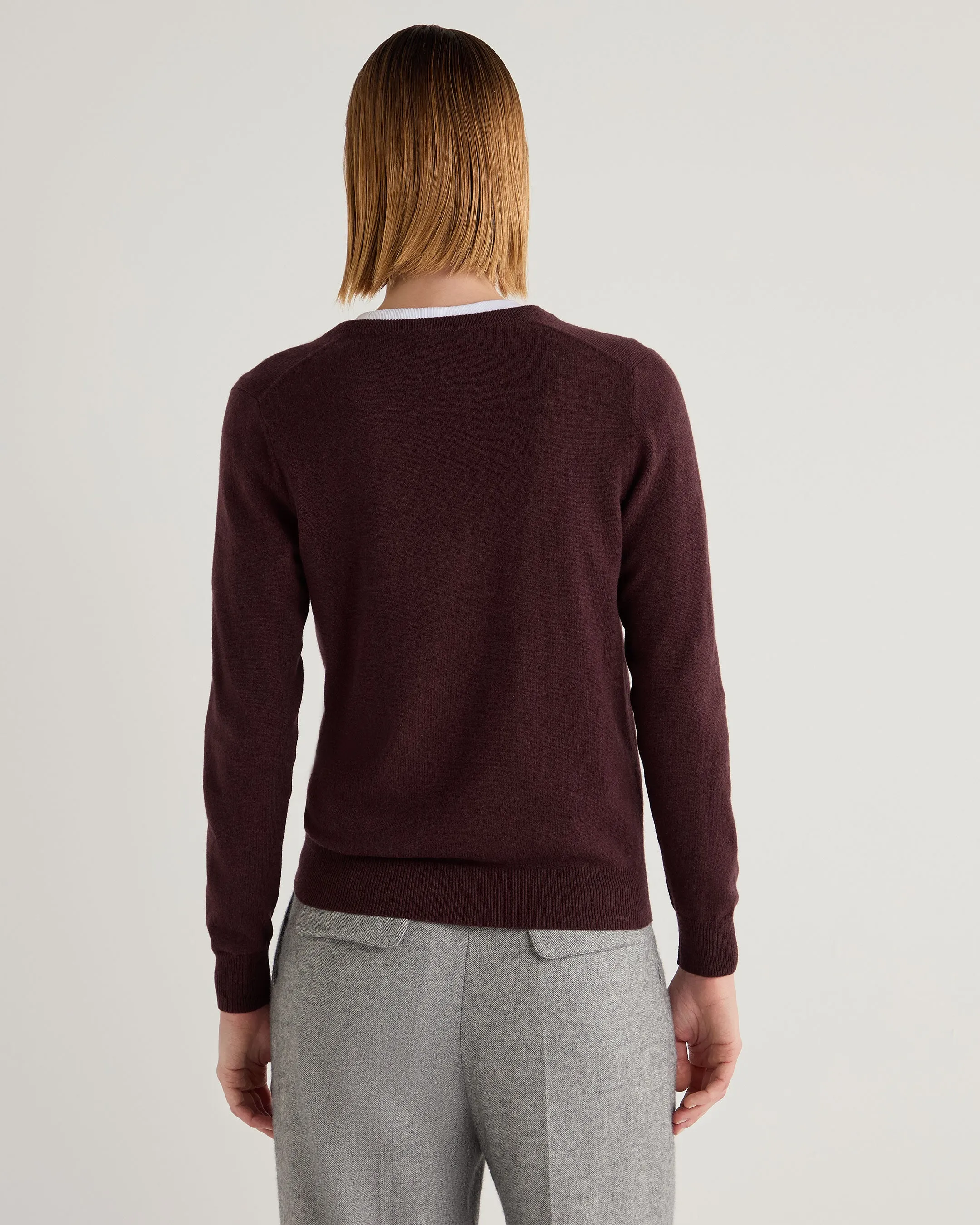 Women's Phoebe V Neck Cashmere Jumper Claret Red